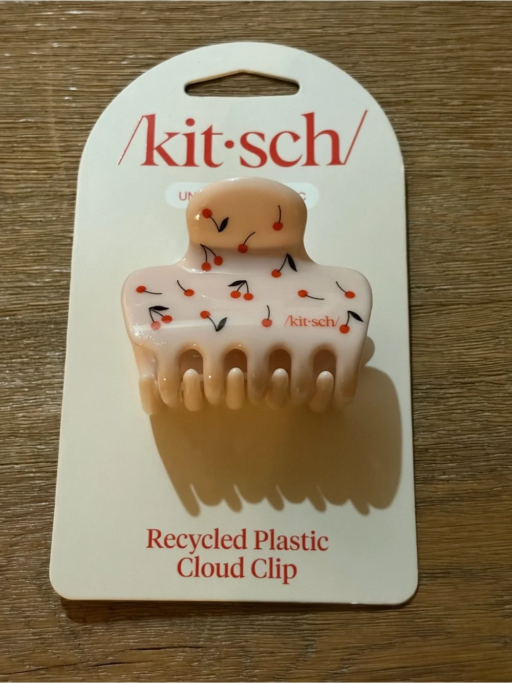 Kitsch Cream Kids Hair Claw with Red Cherry Motif